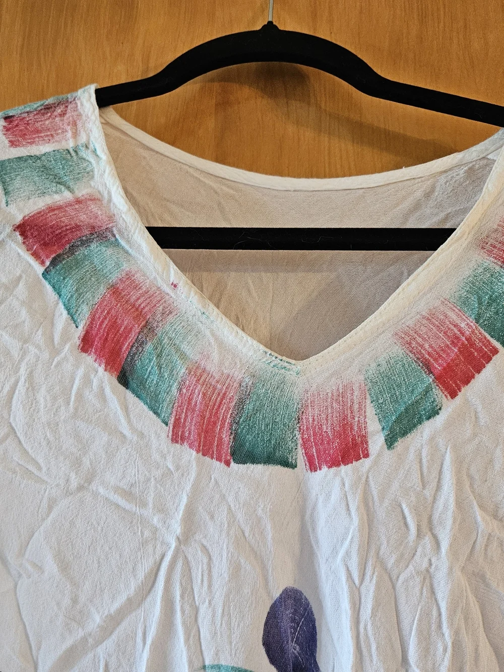 White Floral Hand-Painted Kids Dress
